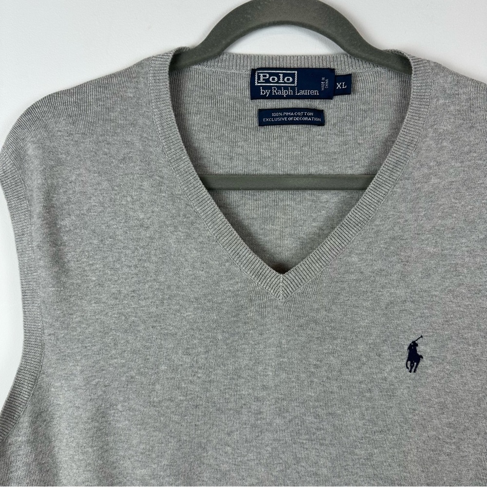 Polo Ralph Lauren PRL Sweater Vest XL Grey Pima Cotton